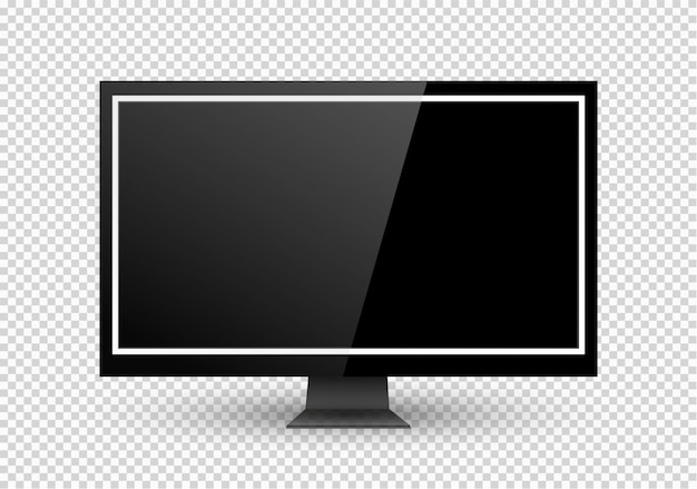 Vektor leere lcd-bildschirm, plasma-displays oder fernseher für ihr monitor-design. computer oder schwarzer fotorahmen, isoliert auf transparentem hintergrund. illustration.