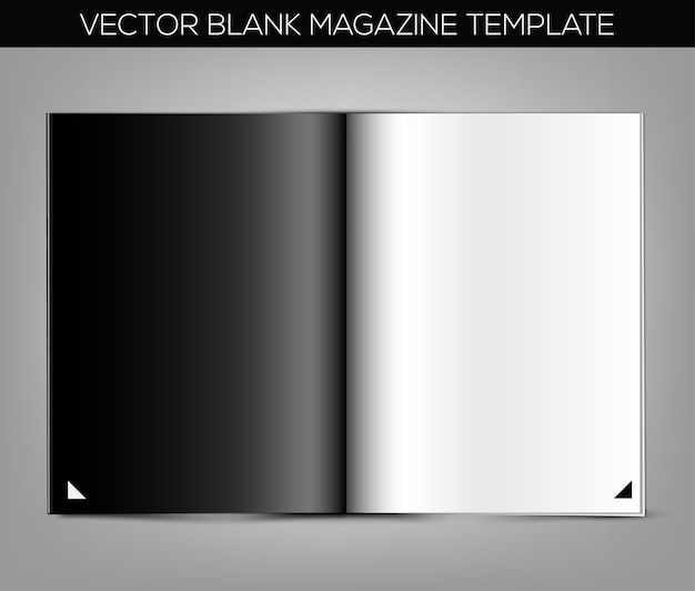 Vektor leere magazinschablone mit schwarzweiss-seite auf grauem hintergrund.
