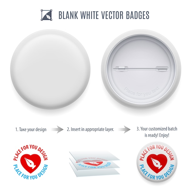 Vektor leere pin-back-button-vorlage