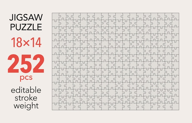 Leere Rastervorlage für Puzzle-Raster 18x14 Formen 252 Stücke Separate passende Puzzle-Elemente