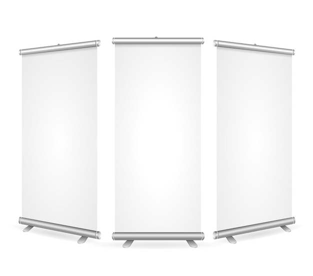 Leere Roll Up Banner 3-Ansichtsvorlage.