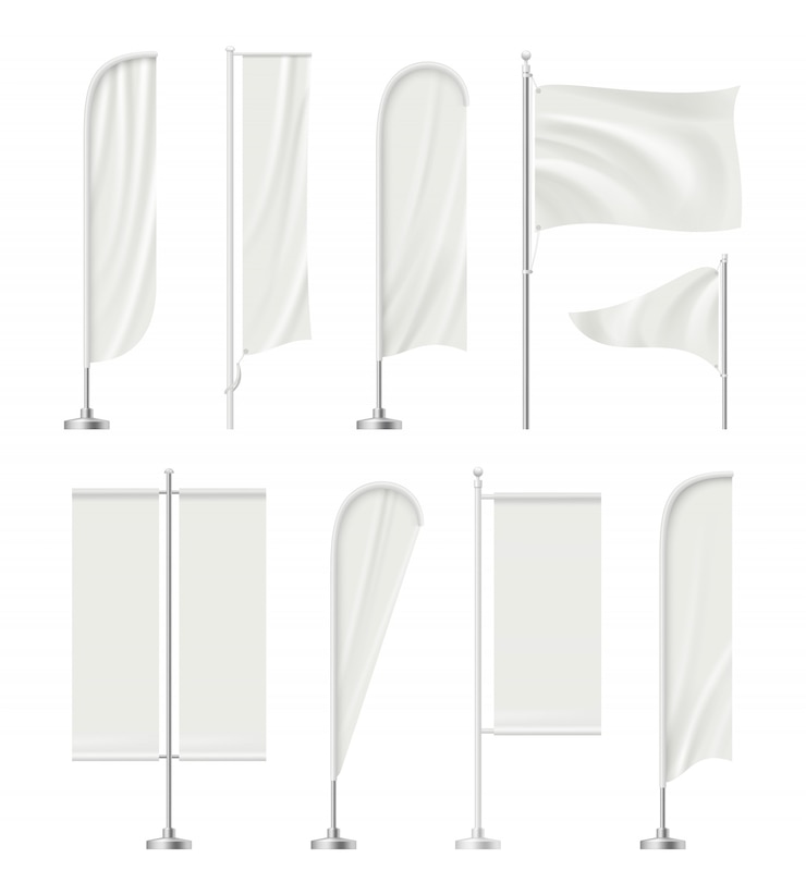 Vektor leere strandflagge. outdoor leer steht für werbung für werbebotschaften textilflaggen realistische bilder