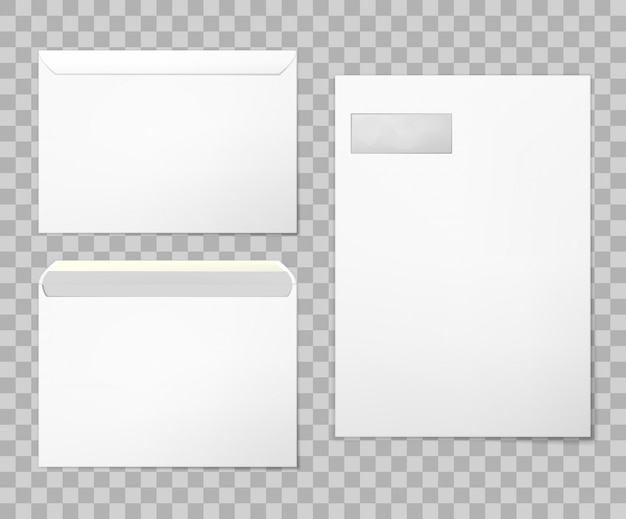 Vektor leere umschläge in 3 ansichten