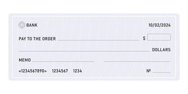 Vektor leere vorlage des bankchecks zuschlagschein für die zahlung in währung vektordarstellung