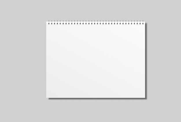Leere Wandkalender-Papier-Seite Tearoff-Mockup mit spiralförmigen Ringen drahtgebundener Bindungsnotizblock