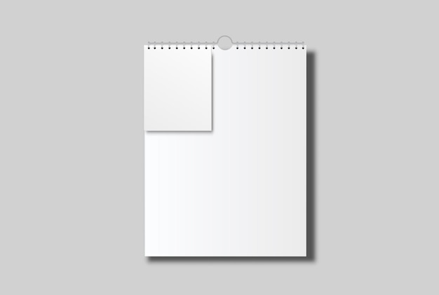 Leere Wandkalender-Papier-Seite Tearoff-Mockup mit spiralförmigen Ringen drahtgebundener Bindungsnotizblock