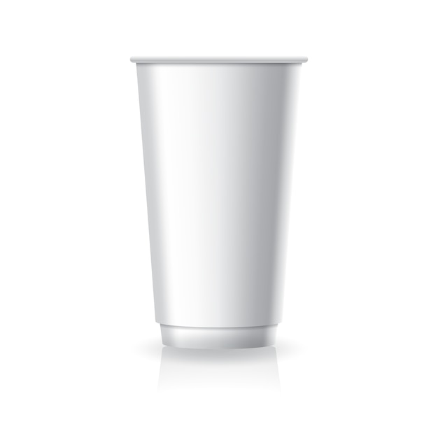 Leere weiße Papier-Plastik-Kaffee-Teetasse in großer Vorlage.