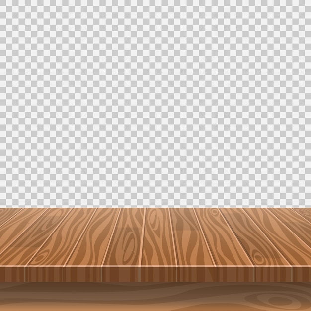 Leerer holztisch für produktplatzierung auf transparentem hintergrund