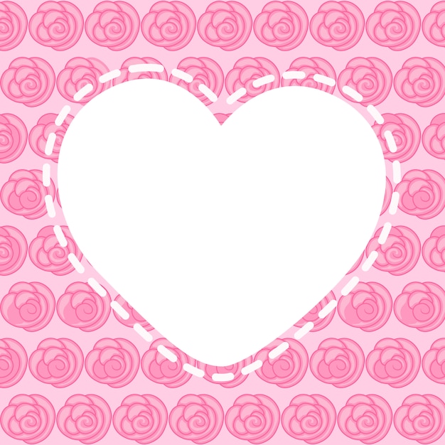 Leerer Rahmen des Herzens mit schönen rosa Blumen, Vektorgrafik