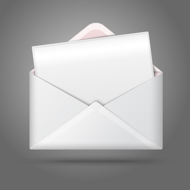 Leerer weißer geöffneter Umschlag und Postkarte für Ihren Text.