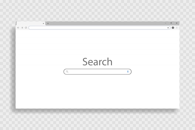 Leeres Browserfenster auf dem PC auf transparentem Hintergrund. Windows-Webseite mit leerem Layout. Illustration