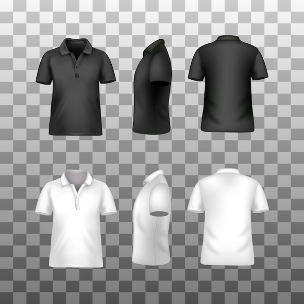 leeres weißes und schwarzes T-Shirt mit Front- und Seitenansicht-Mockup png-Design
