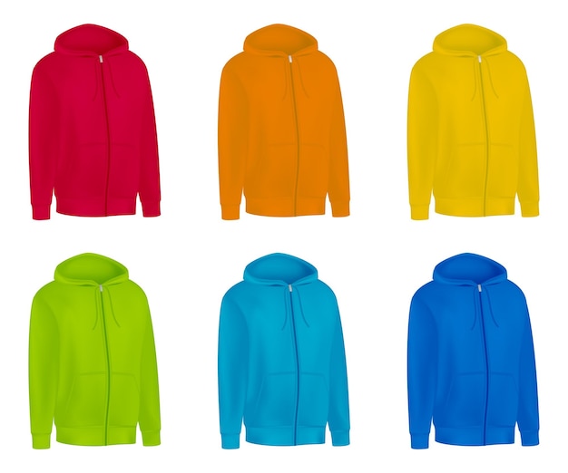 Leerfarbige Männer-Hoodie-Sweatshirt mit langer Ärmel Männer-Hoodie mit Haube Frontansicht Vektor-Vorlage Sport-Winterkleidung für Design-Mock-up-Druck isoliert auf weißem Hintergrund