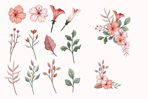 Vektor legen sie botanische blüte florale elemente bloom vector illustration isoliert auf weißem hintergrund