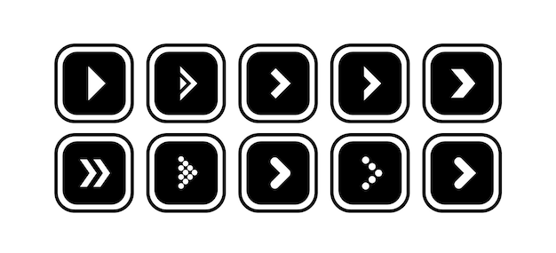 Legen Sie den Vektor für das schwarze Pfeilsymbol in Form eines abgerundeten Quadrats fest