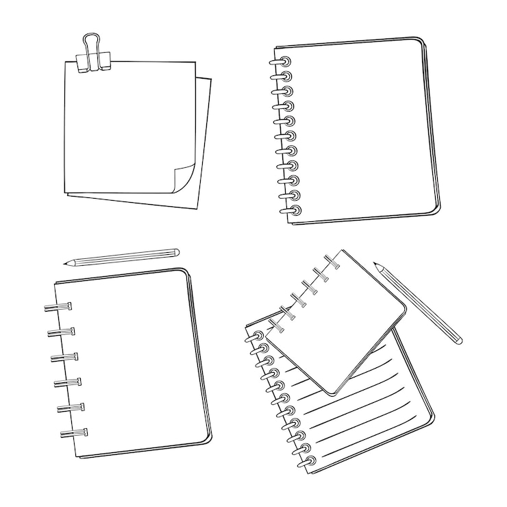 Vektor legen sie die leere seite des notizbuch-skizzenbuchalbums fest