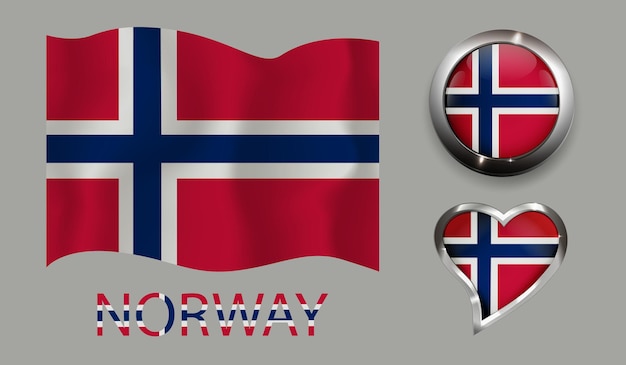 Legen sie nation norwegen flagge glänzend schaltfläche herz