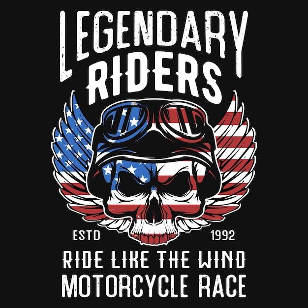 Legendäres motorradfahrer-t-shirt-design