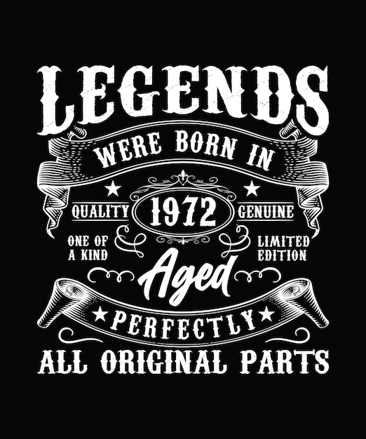 Vektor legenden wurden 1972 tshirt-design geboren