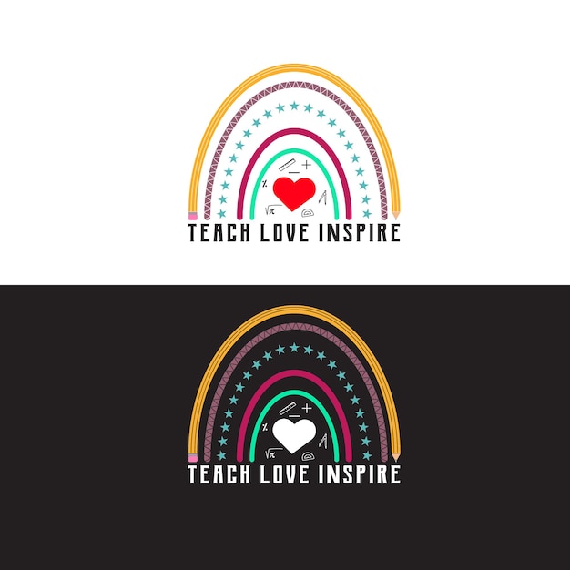 Vektor lehren sie liebe inspirieren regenbogent-shirt design.lehrer-geschenk-entwurf.