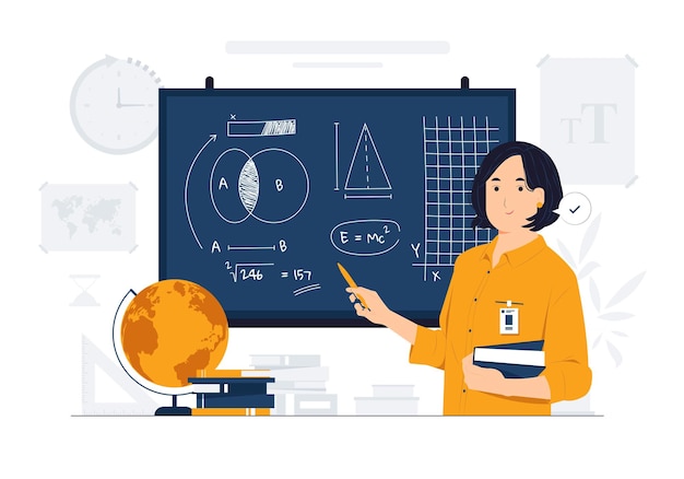 Lehrerin, die ihren Schülern im Klassenzimmer Unterricht erteilt Unterrichtskonzept Illustration
