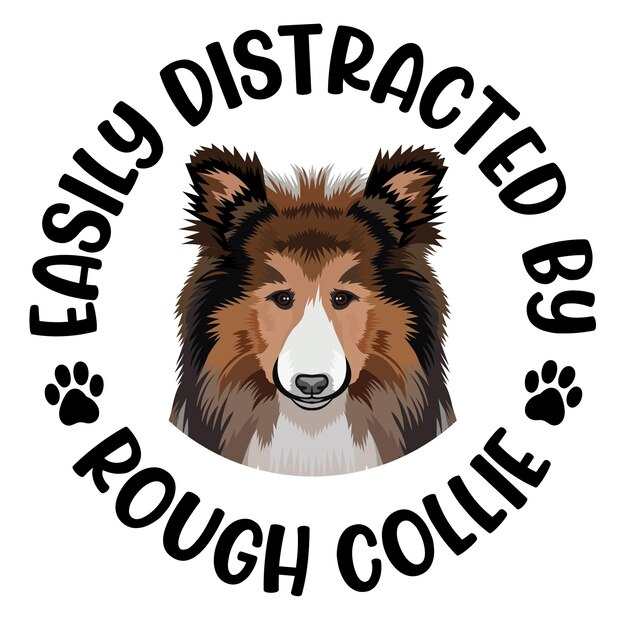 Vektor leicht von rauem collie-hund abgelenkt typografie t-shirt design vektor