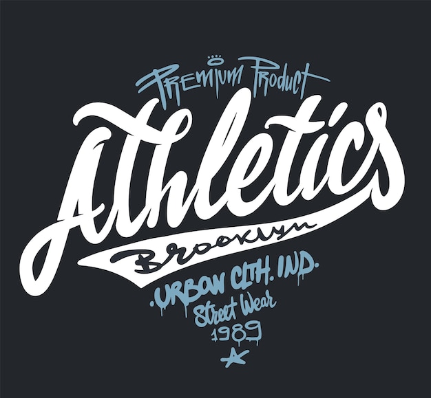 Leichtathletik brooklyn handgeschriebene typografie coole t-shirt-grafik