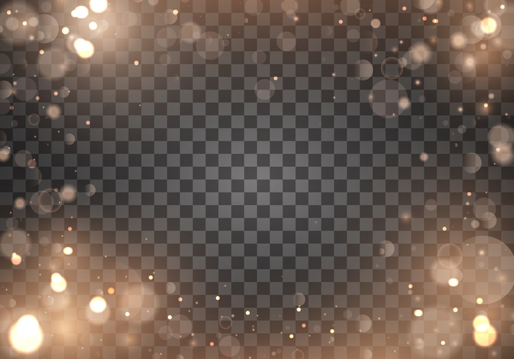 Vektor leichte abstrakte leuchtende bokeh-lichter. bokeh lichtereffekt lokalisiert auf transparentem hintergrund. verschwommener lichtrahmen.