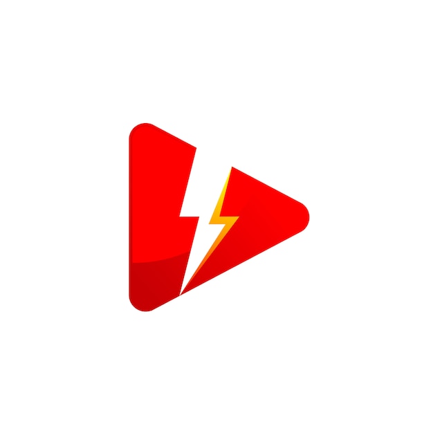 Leistungsstarkes Media Player-Logo mit Blitzsymbol