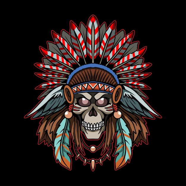 Leiter der indianerstämme chief illustration logo