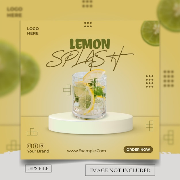 Lemon splash social media post oder flyer