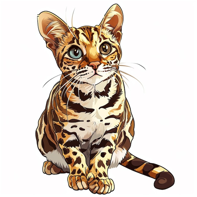 Leopard mit blauen augen sitzt auf einem weißen hintergrund vektor-illustration