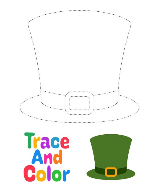 Leprechaun Hat Arbeitsblatt zum Nachzeichnen für Kinder
