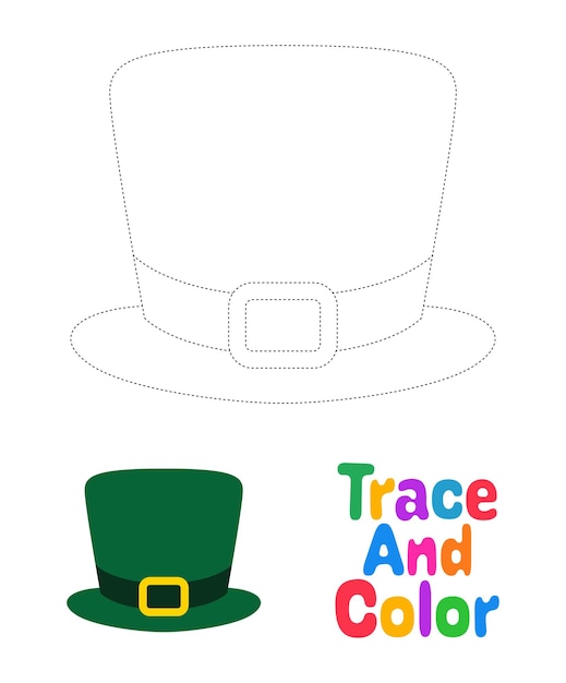 Leprechaun Hat Arbeitsblatt zum Nachzeichnen für Kinder