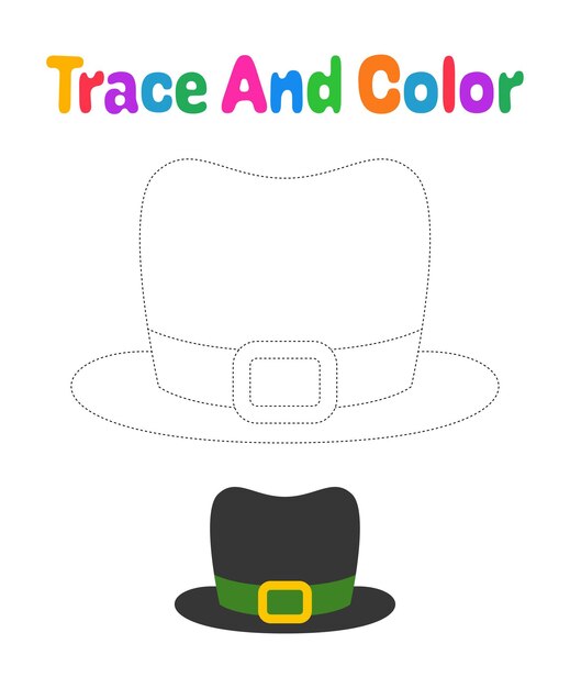 Leprechaun Hat Arbeitsblatt zum Nachzeichnen für Kinder