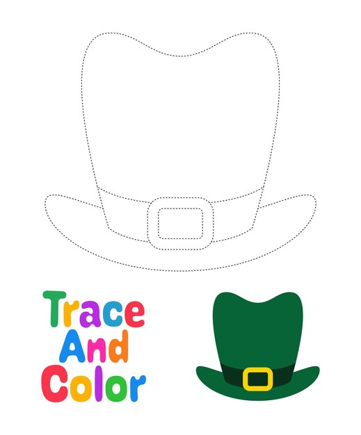 Leprechaun Hat Arbeitsblatt zum Nachzeichnen für Kinder