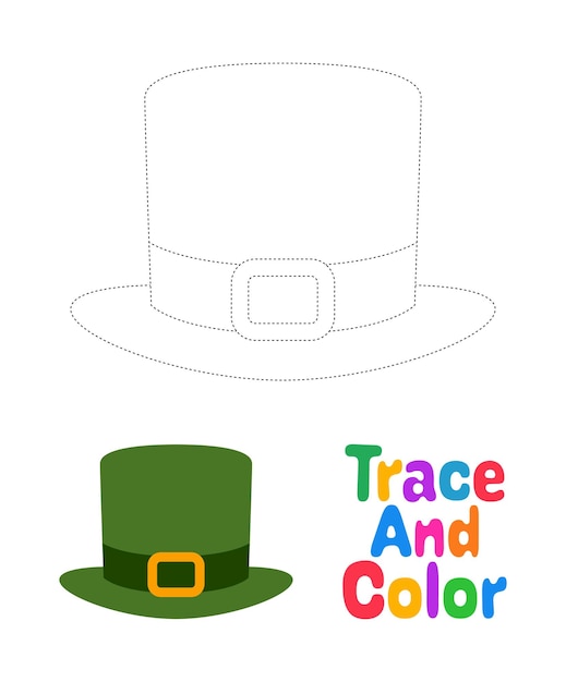 Leprechaun Hat Arbeitsblatt zum Nachzeichnen für Kinder