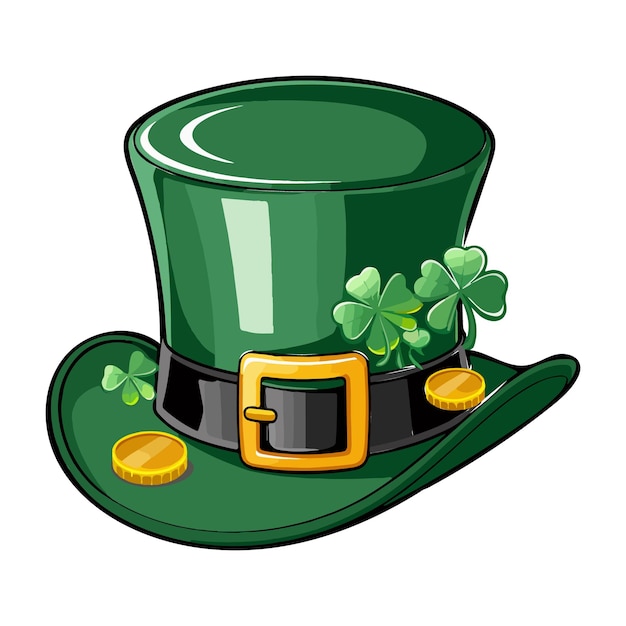 Leprechaun Hut Clipart Vektor für St. Patrick's Day Dekorationen und Designs
