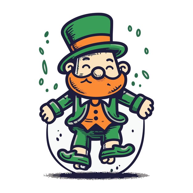 Vektor leprechaun in einer schneekugel vektorillustration