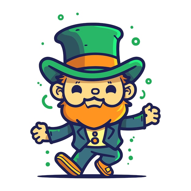 Vektor leprechaun läuft vektor-illustration st. patrick's day