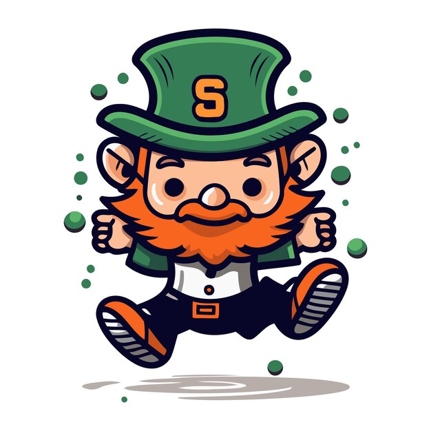 Vektor leprechaun läuft vektor-illustration st. patrick's day