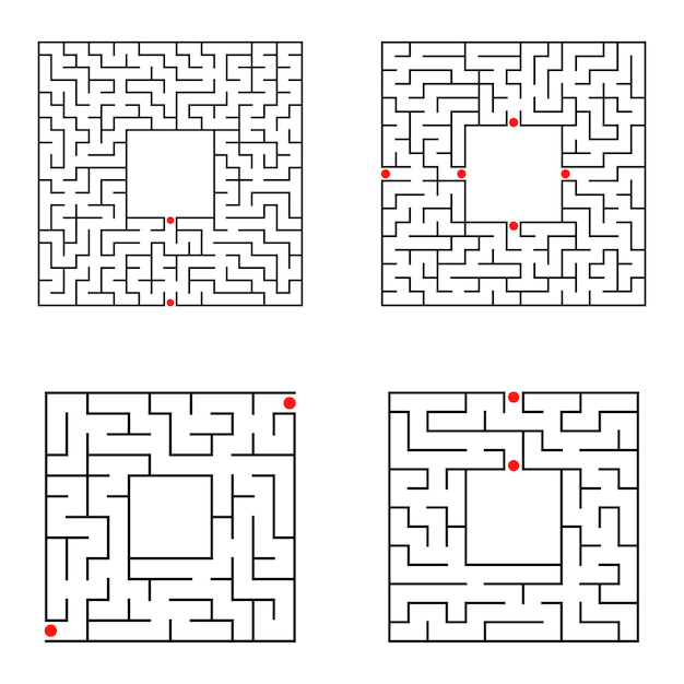 Lernarbeitsblatt des labyrinths des schwarzen quadrats