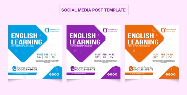 Lerne englisches Postdesign für soziale Medien