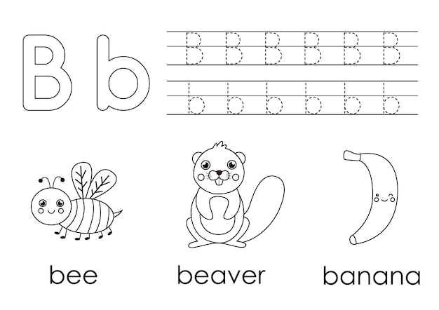 Lernen des englischen alphabets für kinder buchstabe b malbuch