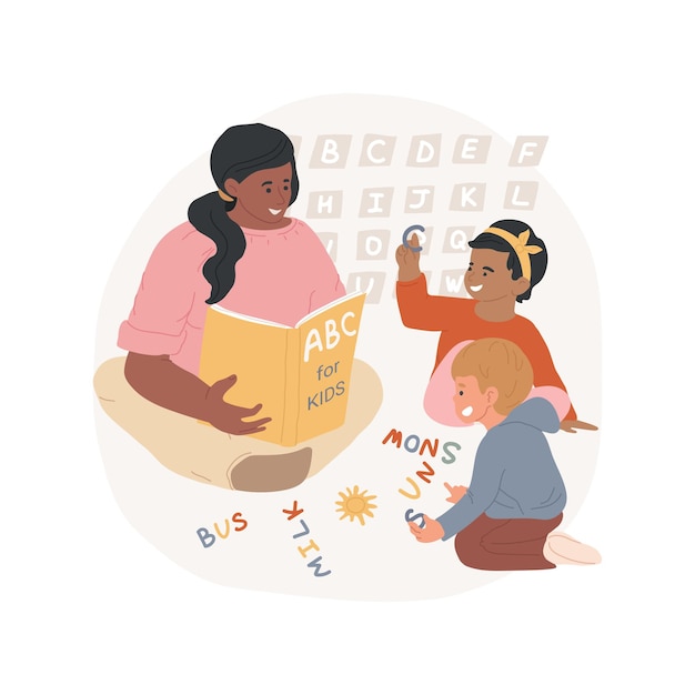 Lernen Sie Alphabet isolierte Cartoon-Vektor-Illustration