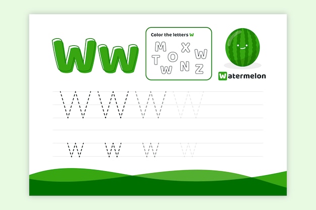 Lernen Sie das Arbeitsblatt Buchstabe w