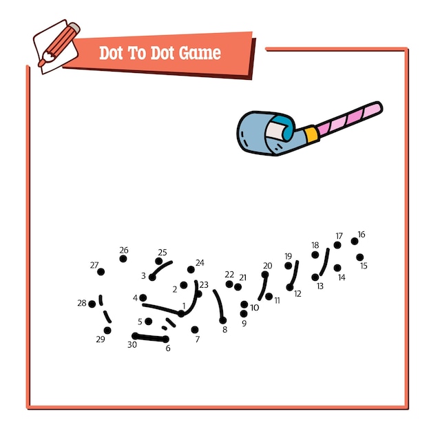Lernspielillustration von punkt-zu-punkt-puzzle mit gekritzelrohr