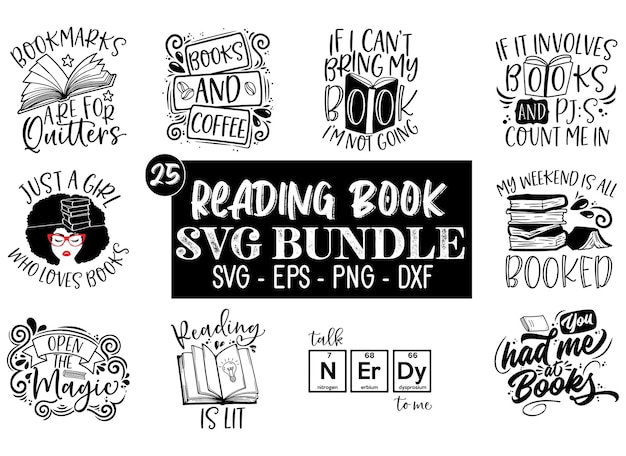 Vektor lesebuch-svg-bundle lesebuch-zitate-bundle