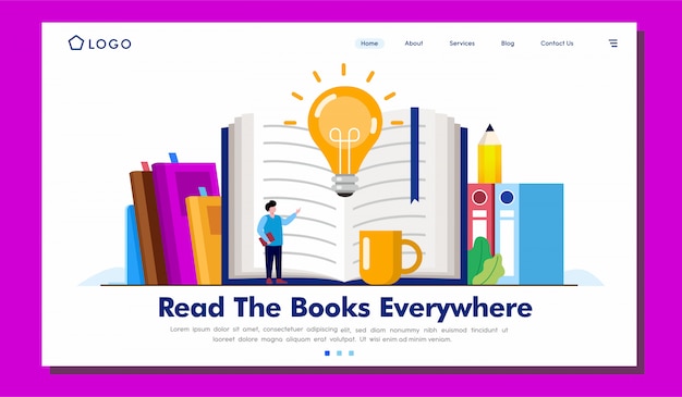 Lesen sie die bücher überall landing page illustration