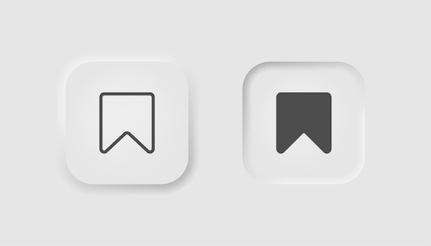 Lesezeichen im Neumorphismus-Stil Symbole für Unternehmen weiß UI UX Social-Media-Symbol Zu Favoriten hinzufügen speichern Neumorphischer Stil Vektorillustration